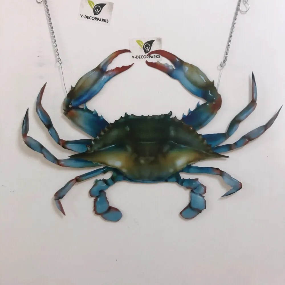 Blue Crab Metal Wall Art, Metal Blue Crab Sign, Beach House Decor, Blue