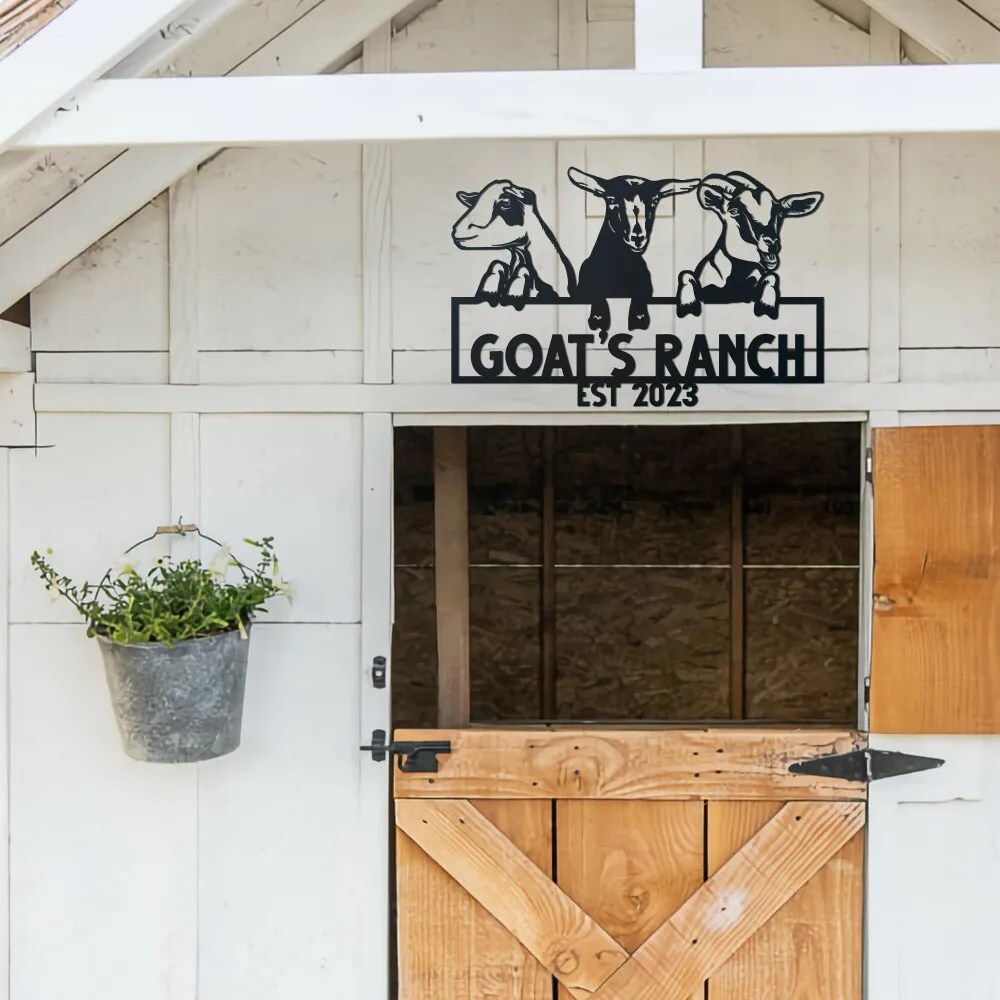 Custom Metal Goats Sign, Personalized Goat Sign, Goat Metal Wall Art
