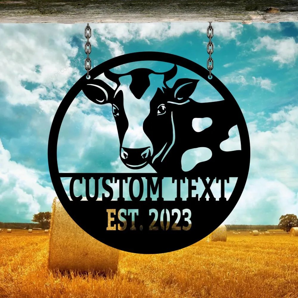 Custom Metal Cow Wall Art, Personalized Cow Metal Sign, Metal Cow Farm