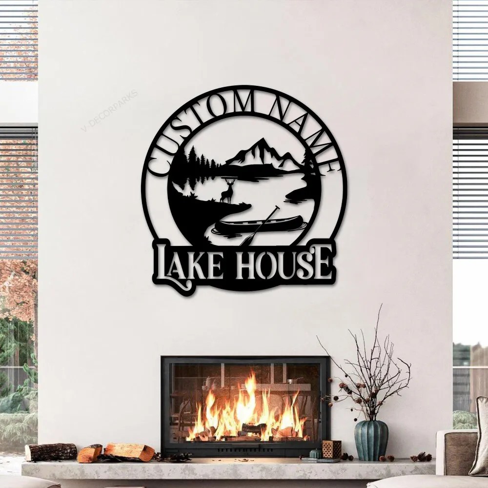 Personalized Lake House Metal Sign, Metal Sign Lake House Sign