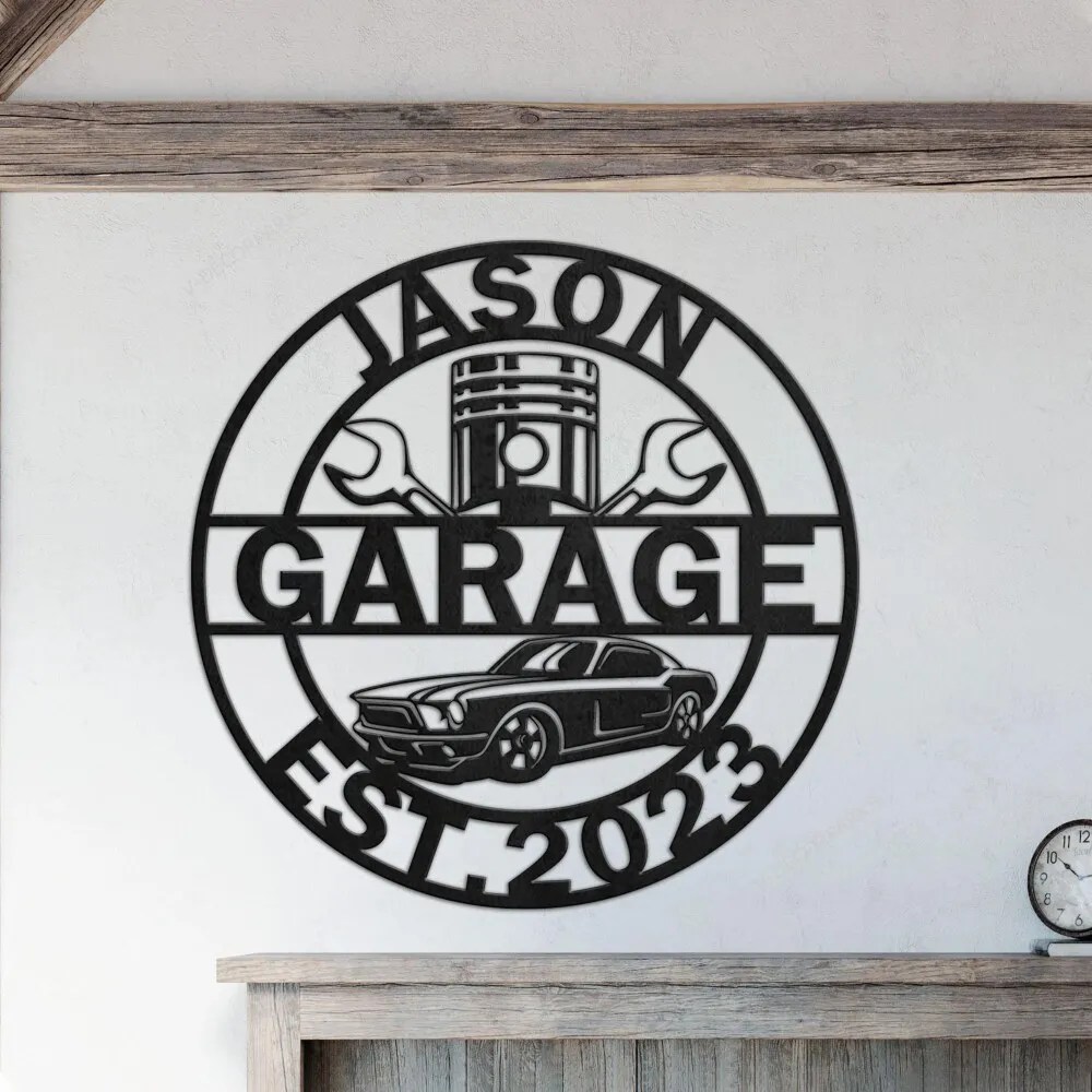 Personalized Garage Metal Sign, Garage Wall Art, Custom Garage Metal