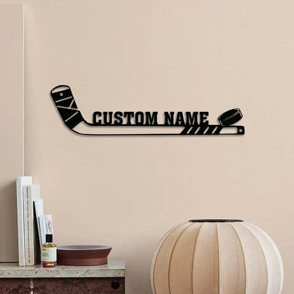 Custom Hockey Stick With Name Sign, Personalized Hockey Player Metal