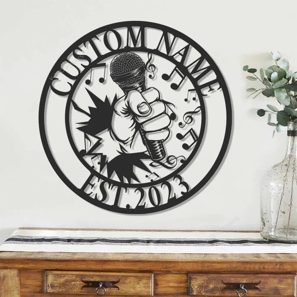 Personalized Microphone Metal Wall Art, Microphone Gift, Microphone