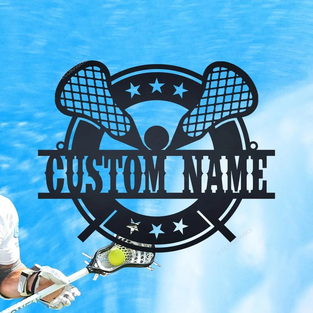 Custom Lacrosse Sticks Metal Wall Art, Custom Lacrosse Player Name Sign