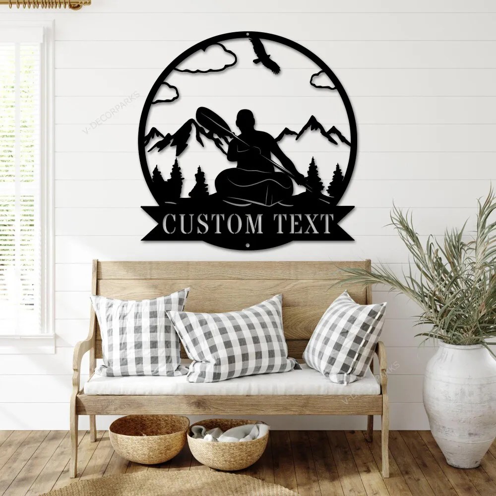 Custom Kayak Lake Life Metal Wall Art,personalized Kayaker Name Sign, Lake House Metal Sign