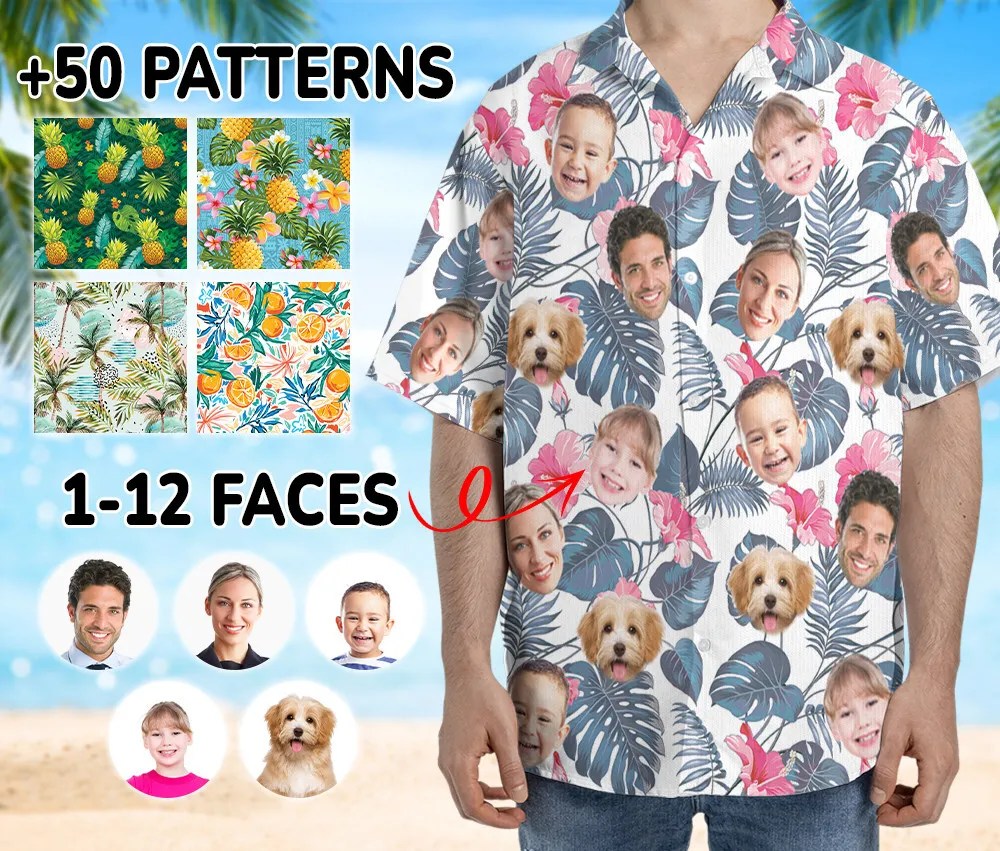 Custom Hawaiian Shirt With Face & Name, Custom Hawaiian Shirt For Men