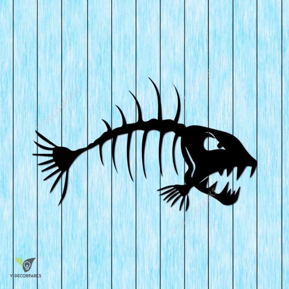 Ocean Fish Skeleton Metal Art, Fish Skeleton Home Decoration For