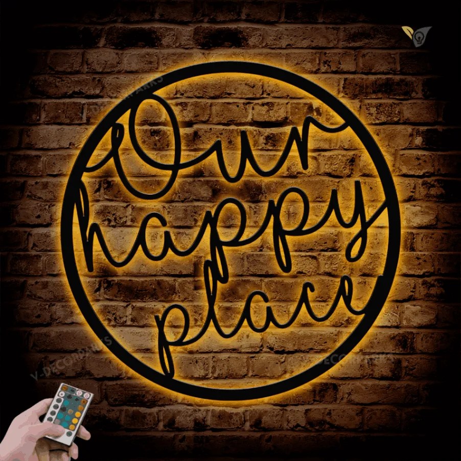 Our Happy Place Metal Wall Sign, Metal Wall Sign For Home, Metal Wall