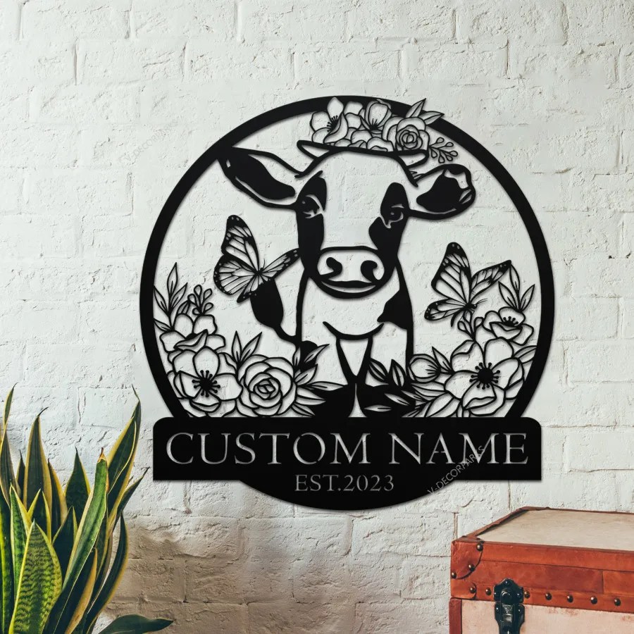 Personalized Cow Wall Art,custom Cow Metal Sign,cow Wall Decor,cow