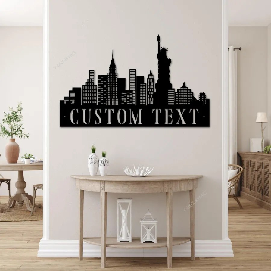 Custom New York City Skyline Metal Art, City Skyline Wall Decor, City Silhouette Wall Home Decor