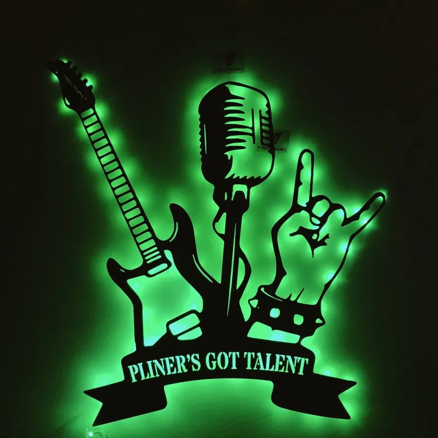 Custom Rock N Roll Metal Wall Art Led Lights, Rock N Roll Metal Wall