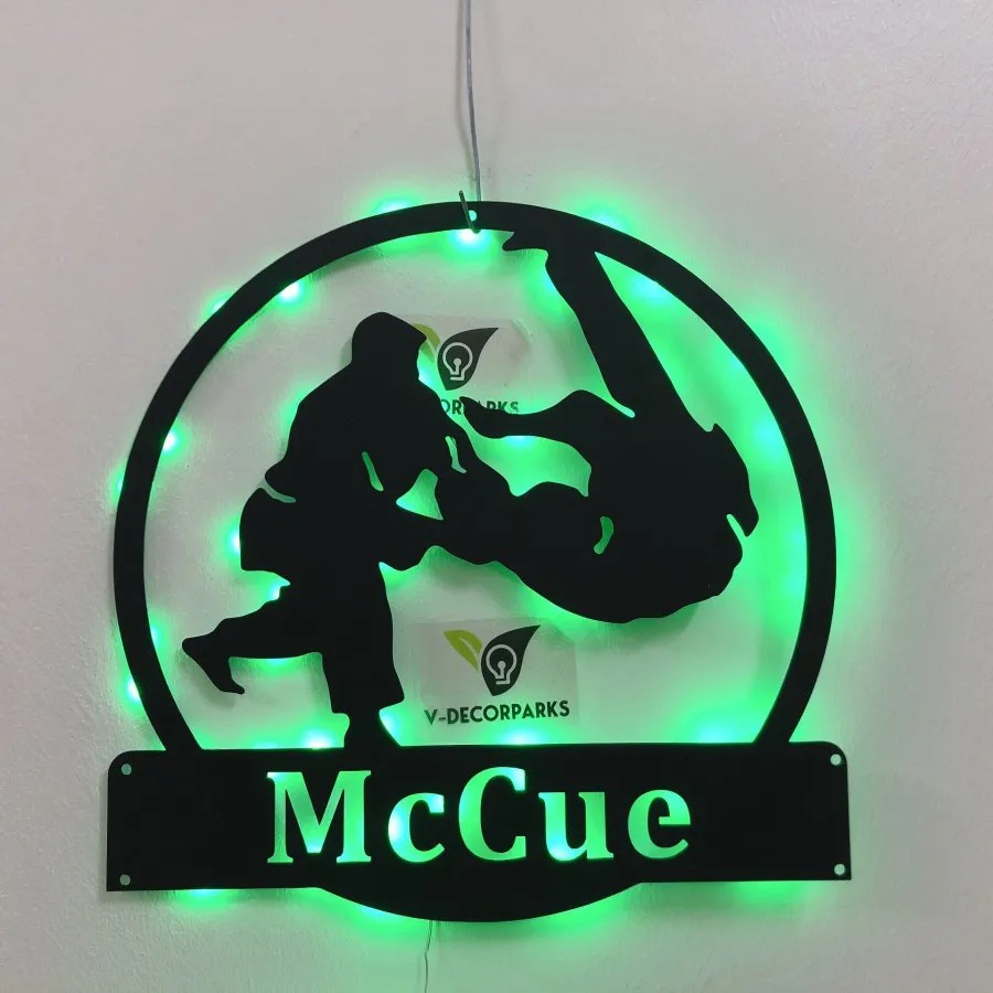 Custom Brazilian Jiu Jitsu Metal Sign With Led Lights, Jiu Jitsu Metal
