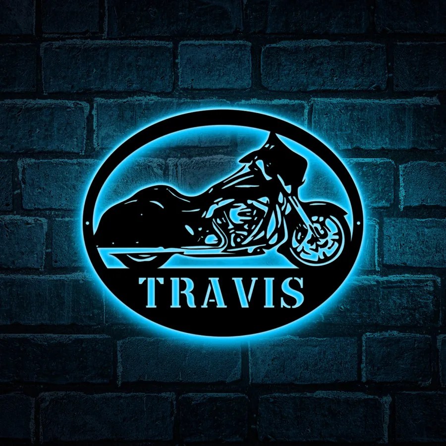 Custom Motorcycle Metal Wall Decor With Led Lights, Motorcycle Metal
