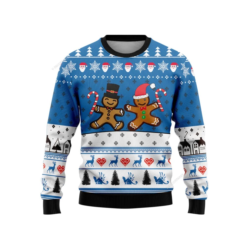 Dancing Gingerbread Man Christmas Ugly Sweater For Women Men
