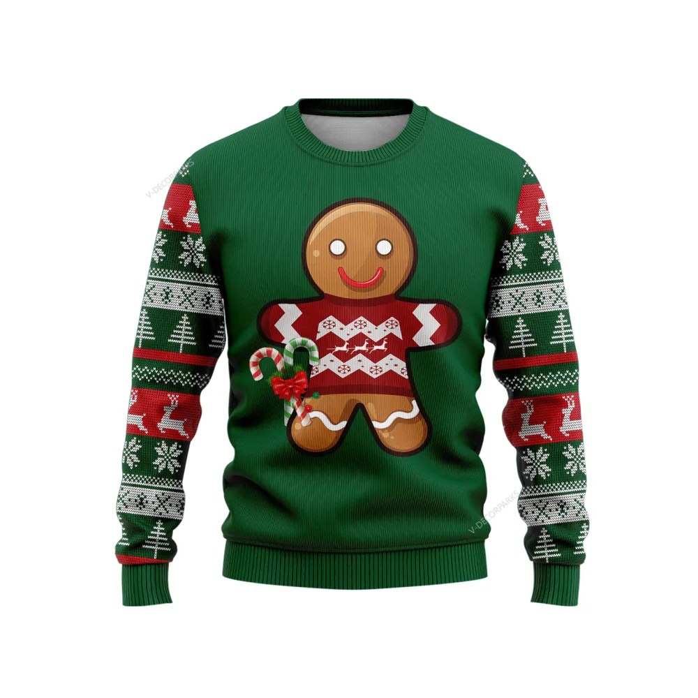 Gingerbread Man Ugly Christmas Sweater For Women Men, Gingerbread Man