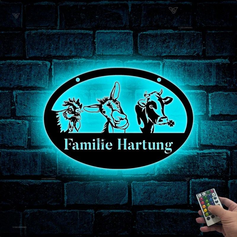 Custom Farm Animal Metal Wall Art Led Lights, Custom Farmhouse Metal