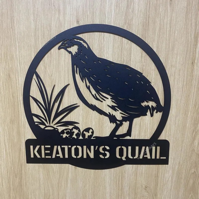 Personalized Quail Bird Metal Name Sign, Custom Quail Bird Metal Wall