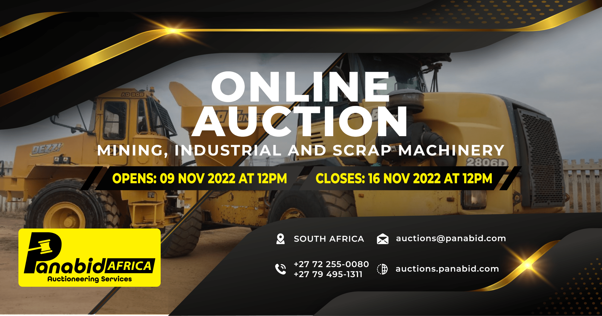 ONLINE AUCTION INDUSTRIAL, MINING AND SCRAP MACHINERY LOCATED IN SOUTH