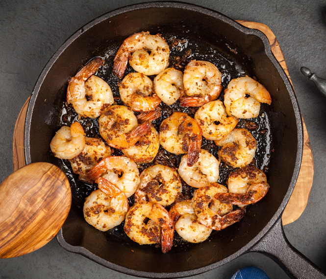 Cast Iron Spicy Sriracha Shrimp Panamei Seafood