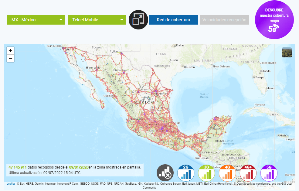 Mapa de cobertura Telcel, AT&T, Movistar y más PandaAncha.mx