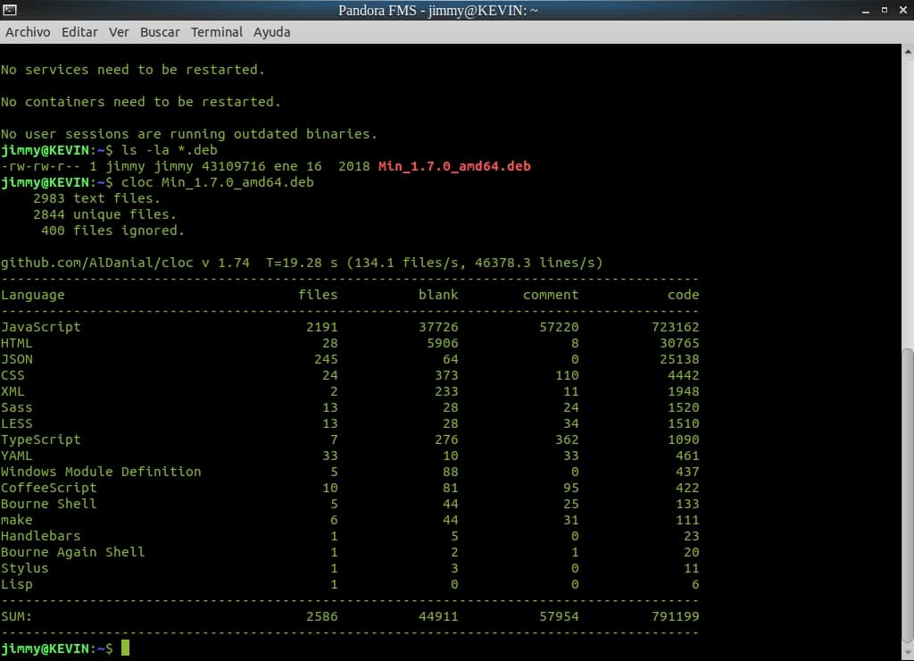 Code Line Counter statistics language to discover