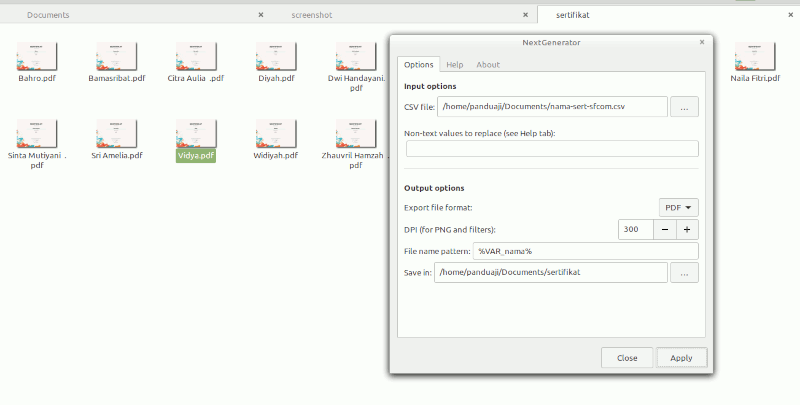 Mail Merge di Inkscape