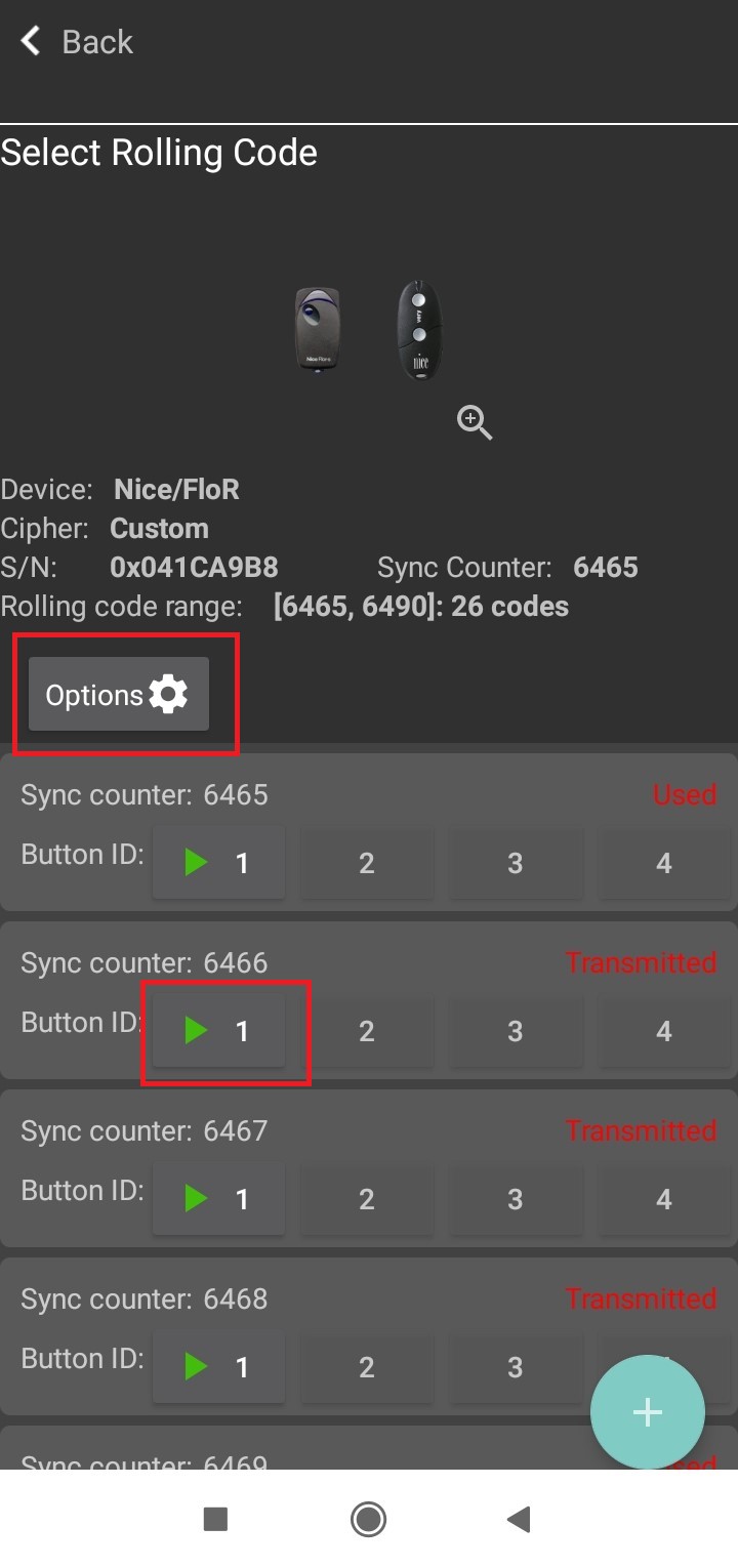 New rolling code Click & Transmit mode in Android app PandwaRF