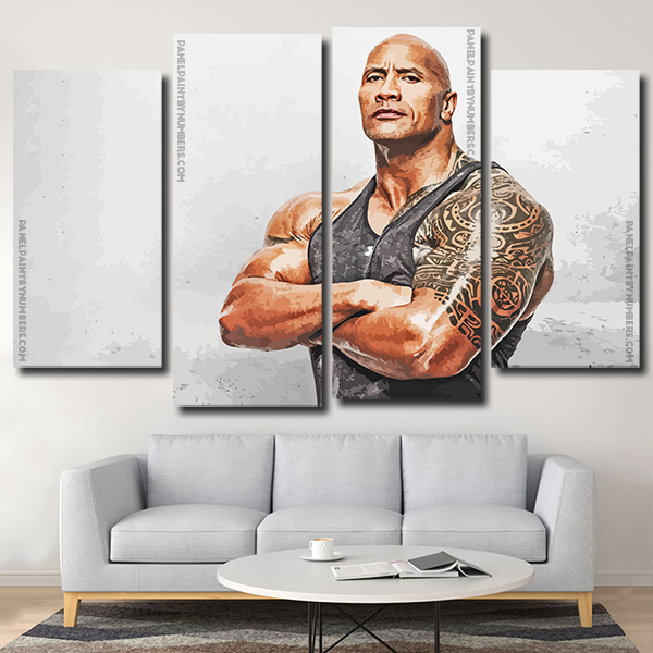 Dwayne Johnson 4 Panels Paint By Number Panel paint by numbers