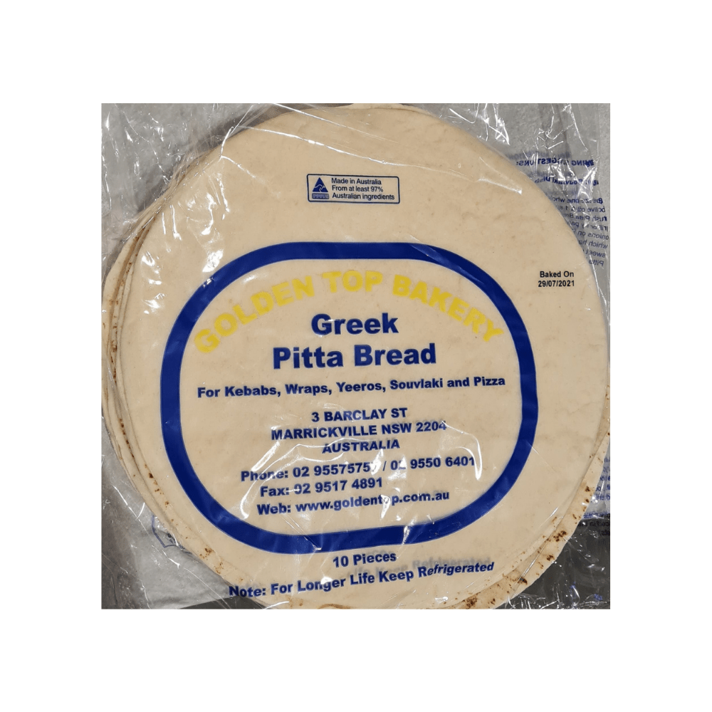 GOLDEN TOP PITTA BREAD LARGE 10PK