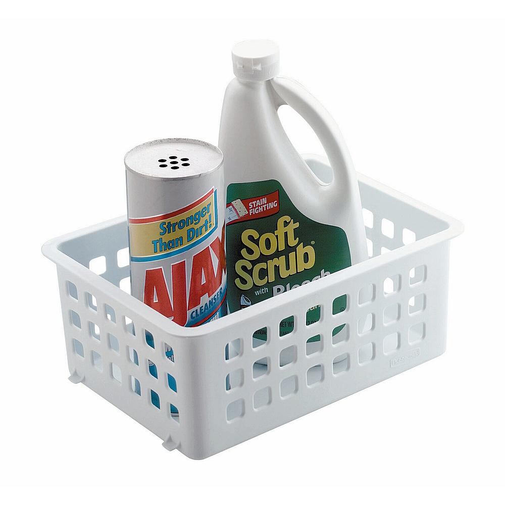 RUBBERMAID 8inch WHITE MEDIUM SLIDE N STACK STACKING BASKET FG5581RDWHT