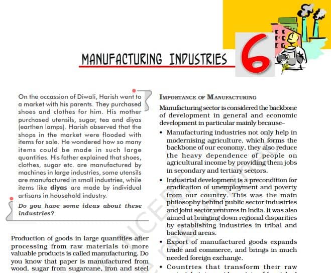 [PDF] Manufacturing Industries Class 10 Textbook PDF CBSE