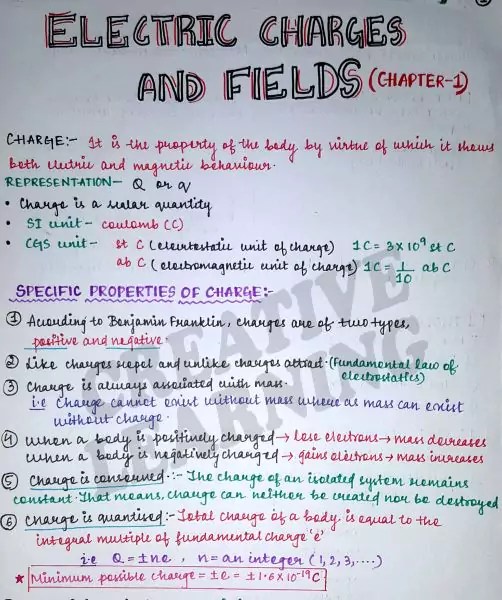 [PDF] Electric Charges And Fields Class 12 Notes PDF Panot Book