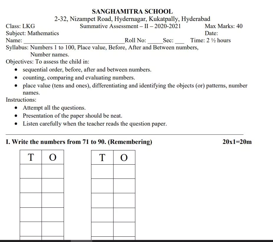 [PDF] LKG Maths Question Paper PDF Panot Book