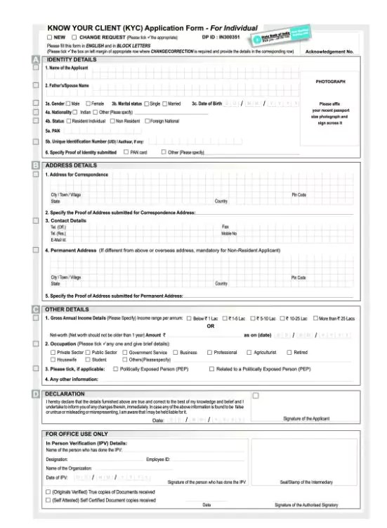 [PDF] SBI KYC Form PDF Panot Book