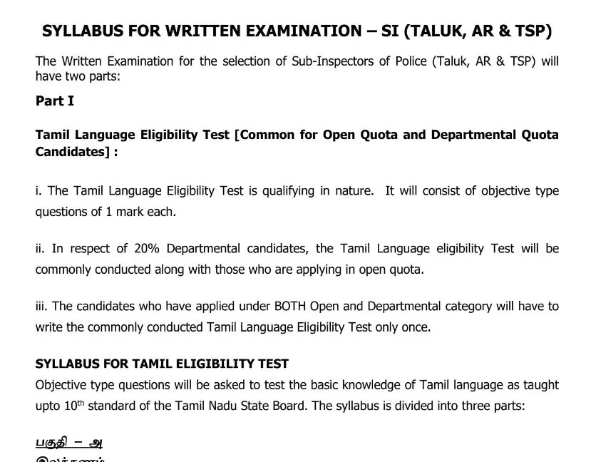 [PDF] SI Exam Syllabus 2023 PDF In Tamil Panot Book