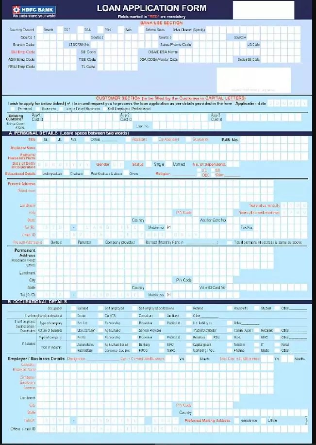 [PDF] HDFC Loan Application Form PDF Panot Book
