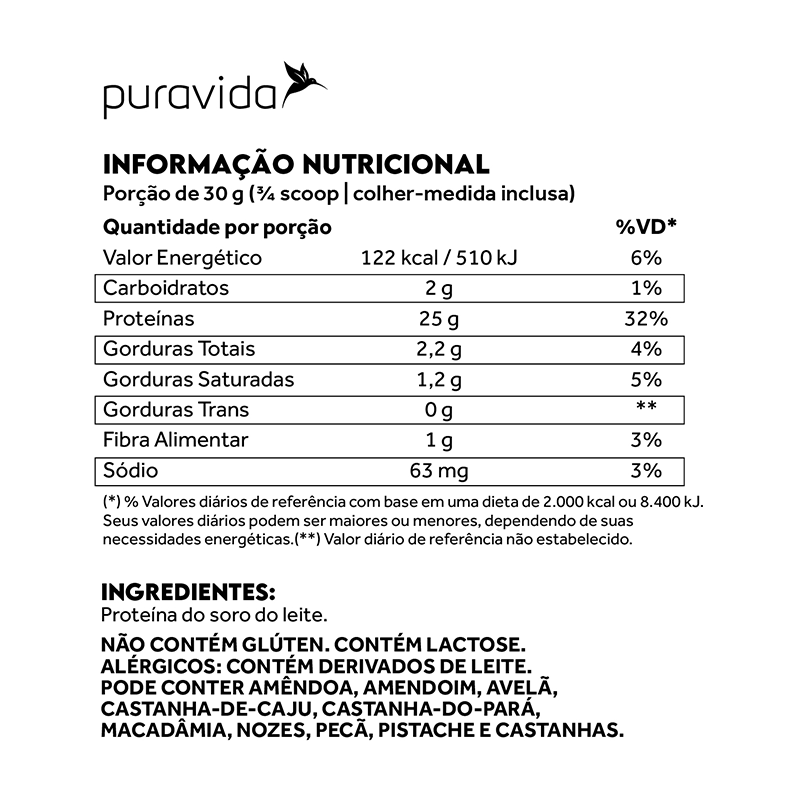 Whey Protein Natural Pura Vida Grassfed 900g PanVel Farmácias