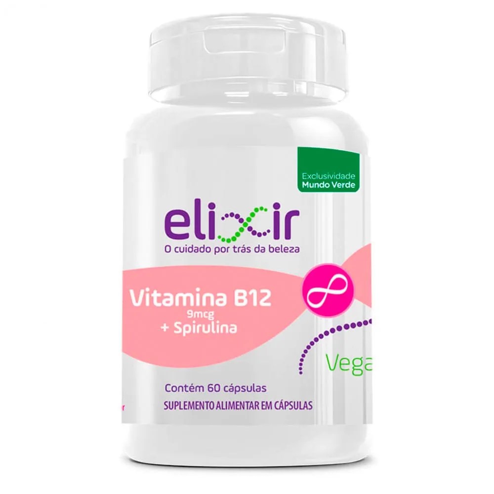 Vegan B12 9mcg Spirulina Elixir 60 Cápsulas PanVel Farmácias