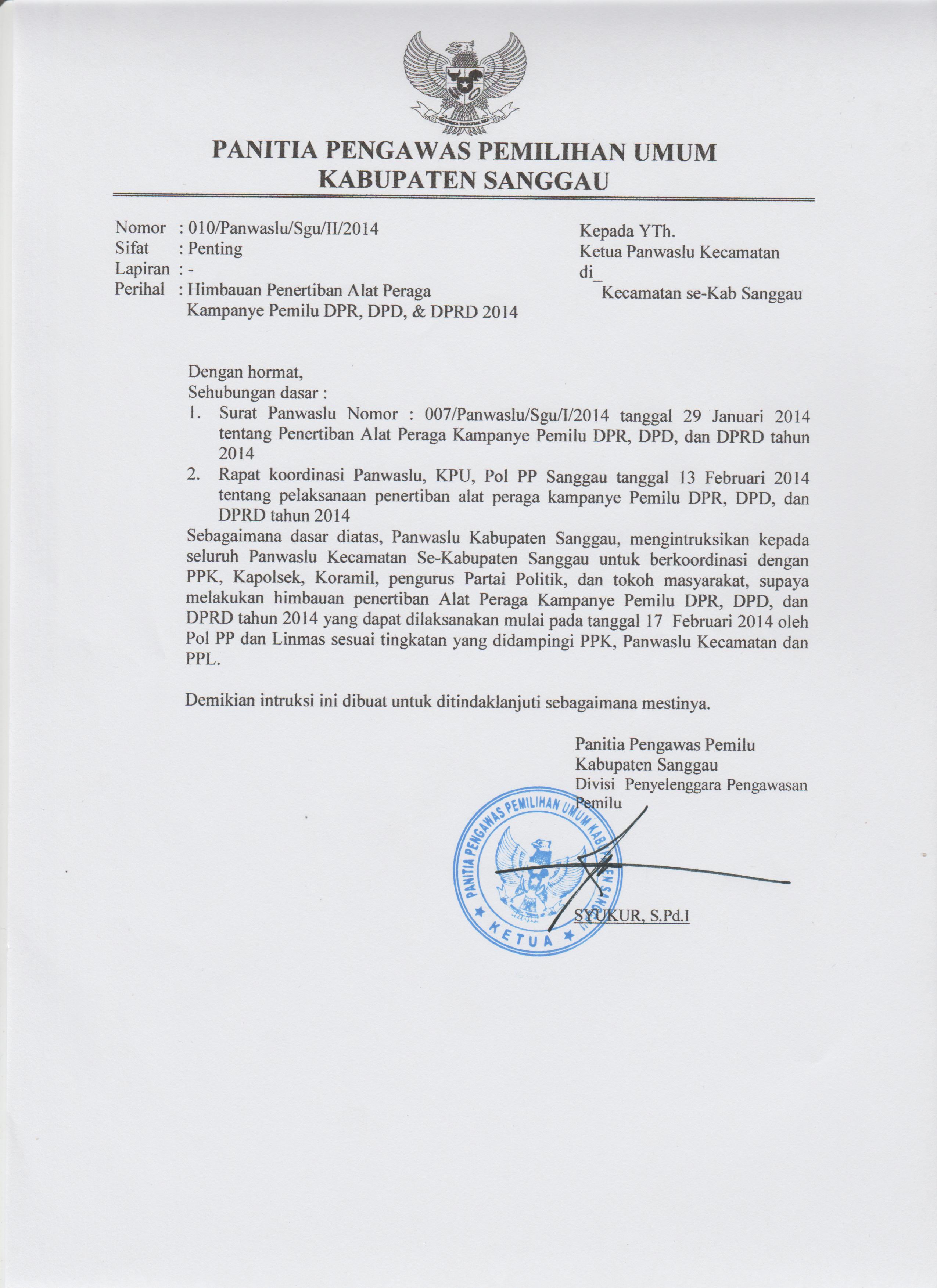 Contoh Surat Himbauan Panwaslu - Noaozam