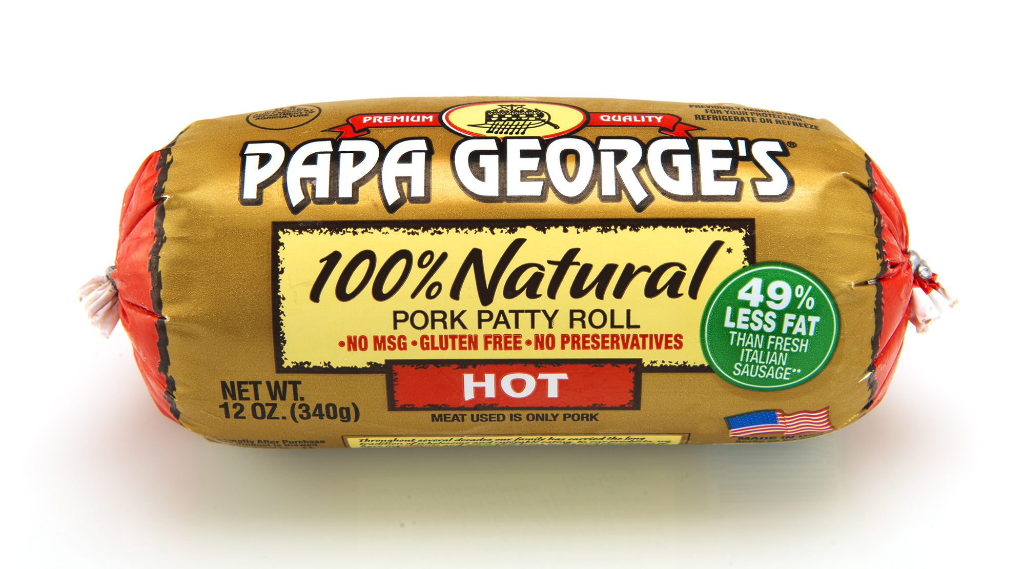 All Natural Reduced Fat Ground Pork Sausage Hot Flavor All Natural