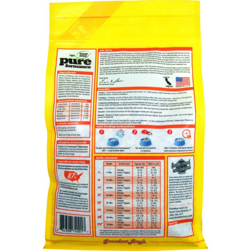 Grandma Lucy's Pureformance Chicken FreezeDried & GrainFree Dog Food
