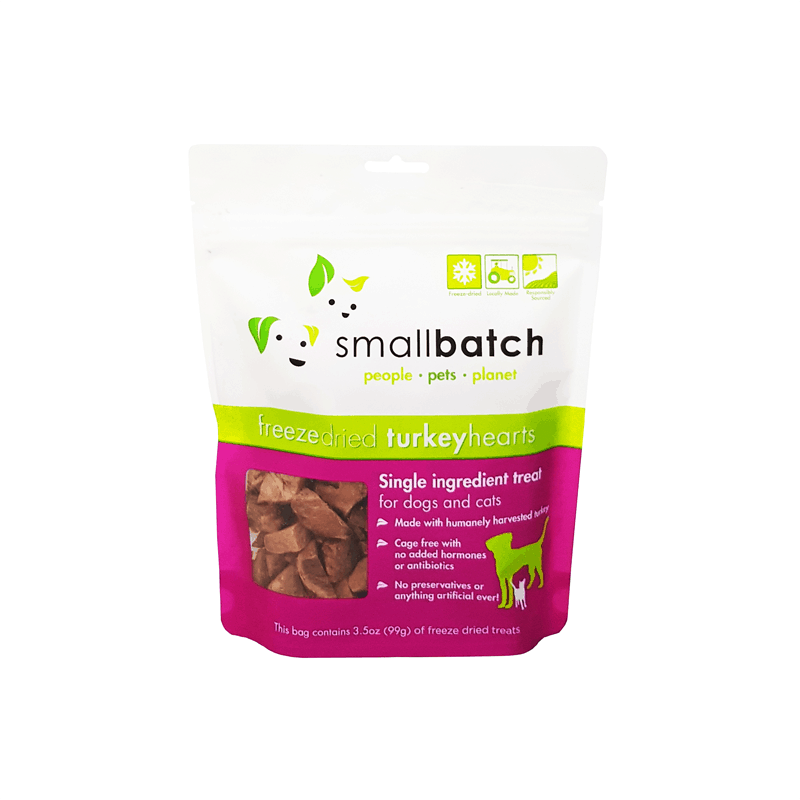 Smallbatch Freeze Dried Turkey Hearts Cat and Dog Treats 3.5oz