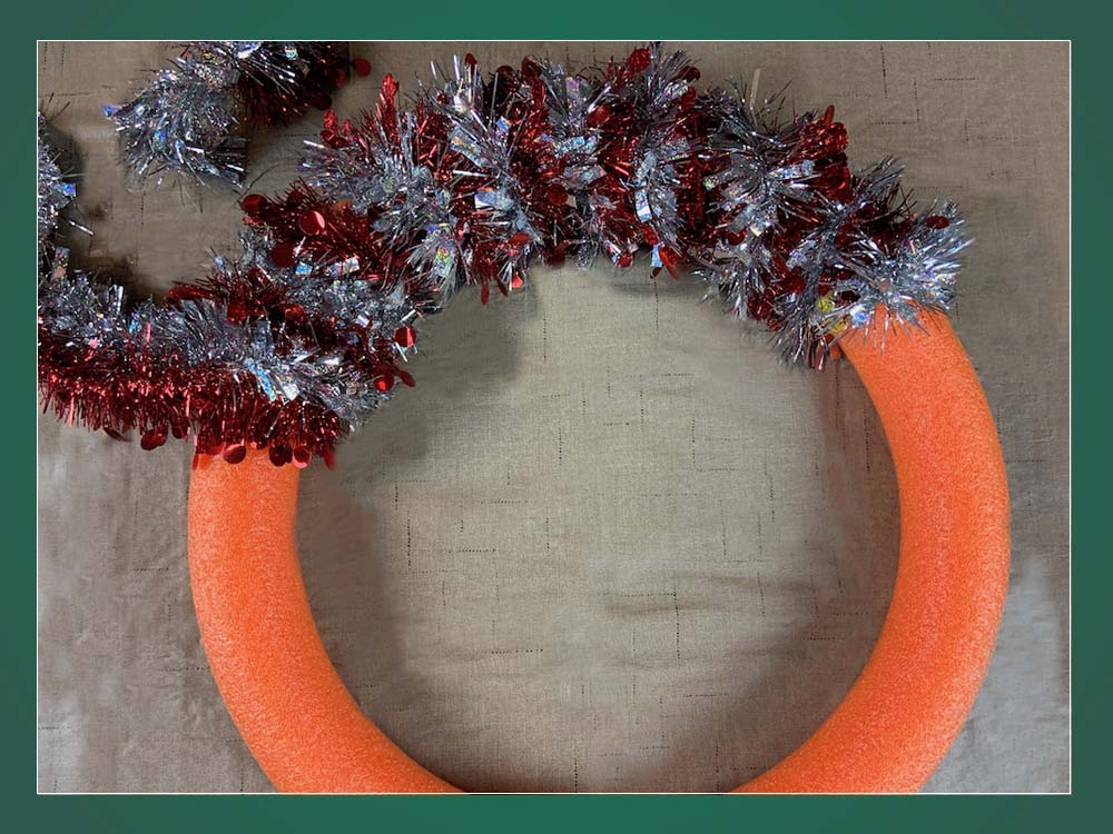 Holiday pool noodle decorations.