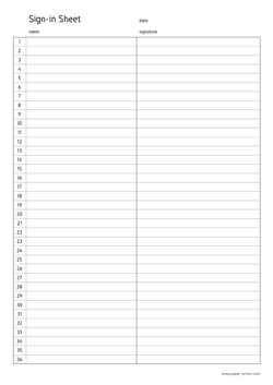 Print sign-in sheet basic A4 paper for free.