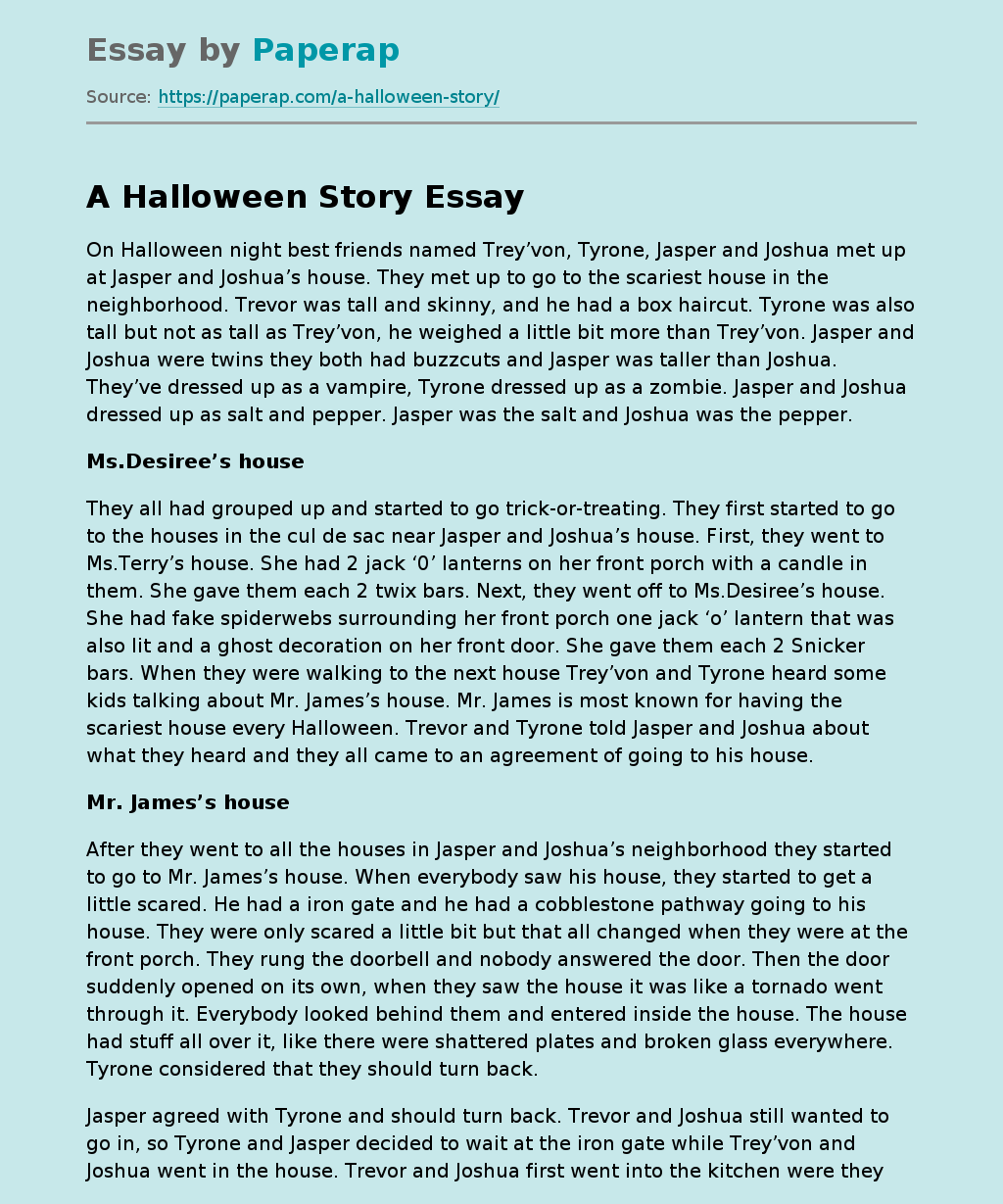 A Halloween Story Free Essay Example