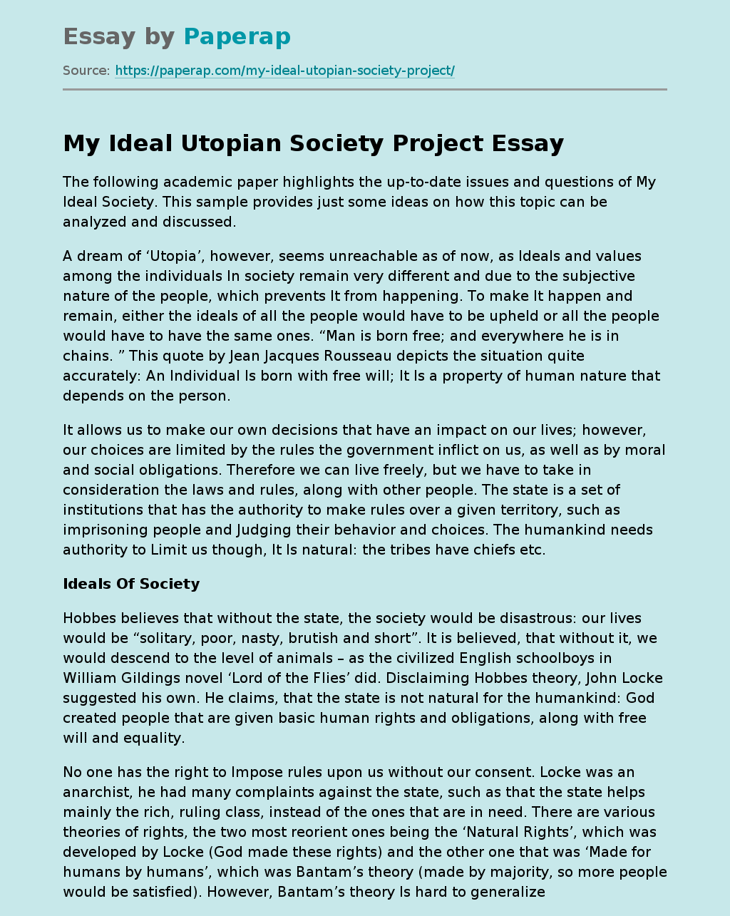 ⚡ Utopia essay examples. Utopia Essay Samples. 20221020