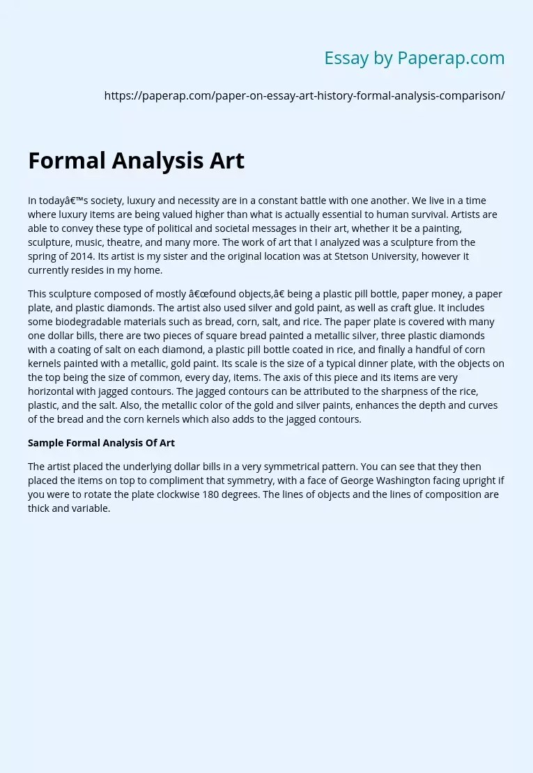 Formal Analysis Art Free Essay Example