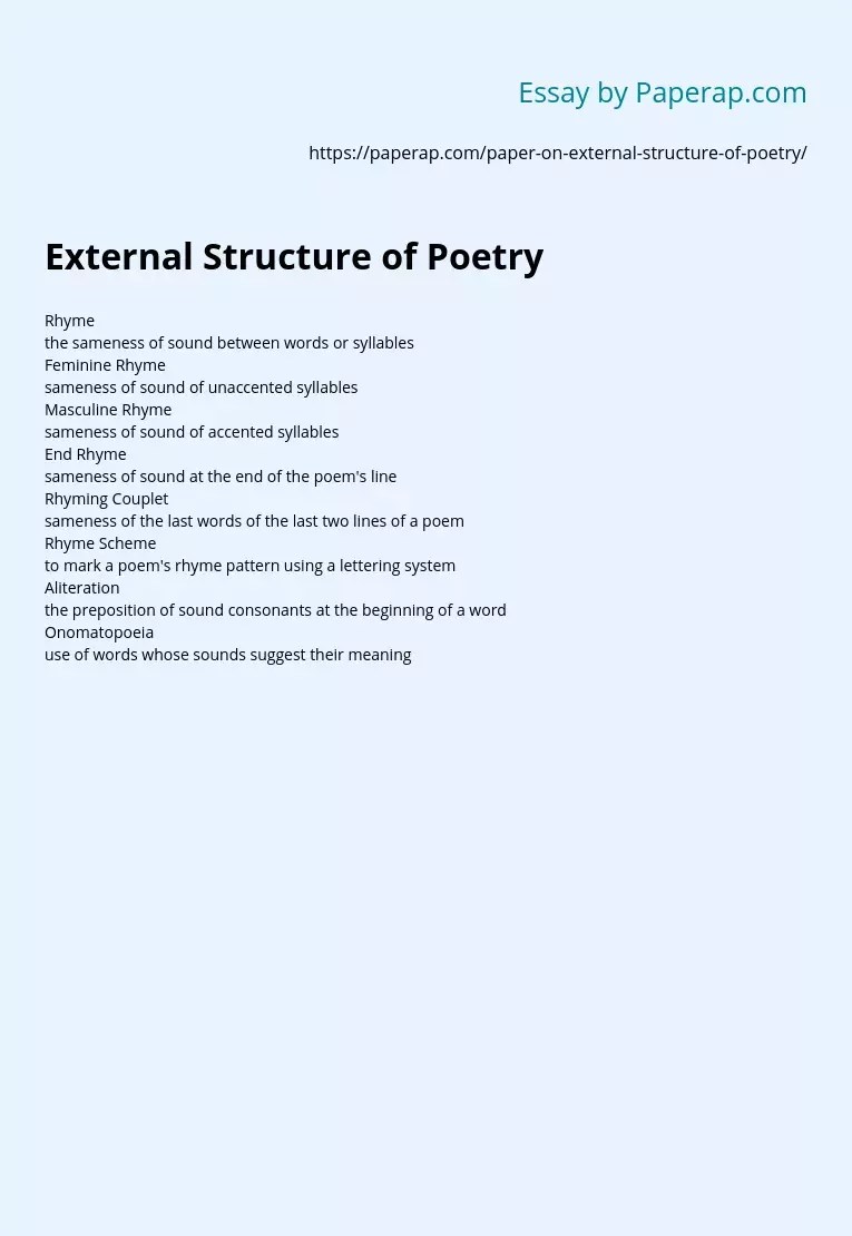External Structure of Poetry Essay Example