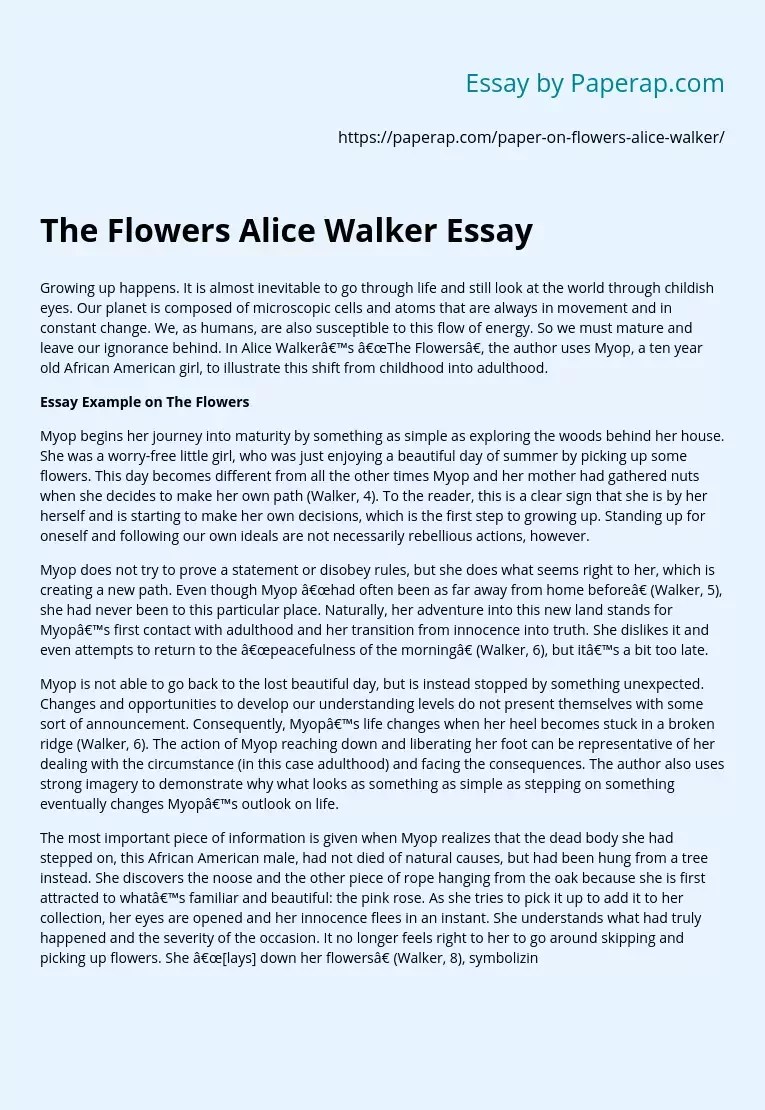 The Flowers Alice Walker Essay Free Essay Example