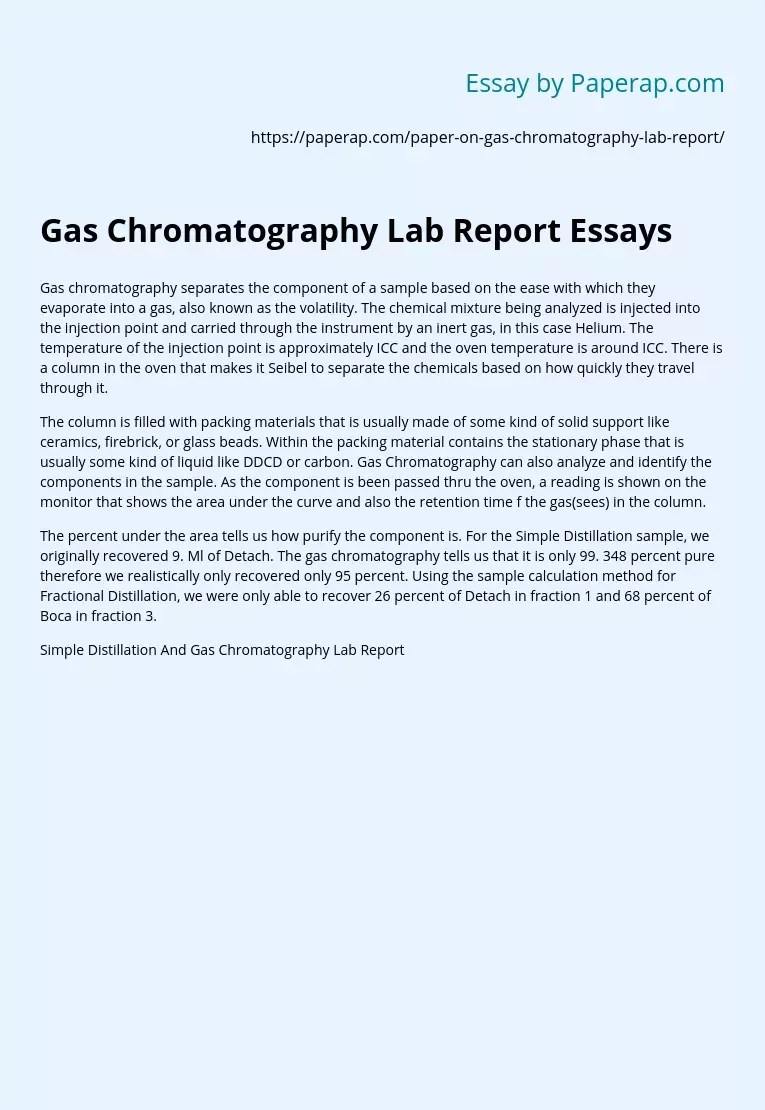 Gas Chromatography Lab Report Essays Free Essay Example